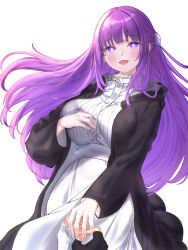 Rule 34 | 1boy, 1girl, absurdres, bandaged hand, bandages, black gloves, black robe, blush, breasts, deep skin, dress, fern (sousou no frieren), fingerless gloves, glint, gloves, half updo, hetero, highres, jewelry, large breasts, long hair, looking at viewer, marriage proposal, pov, pov hands, purple eyes, purple hair, ring, robe, single glove, smile, sousou no frieren, stark (sousou no frieren), tears, very long hair, wedding ring, white dress, zea (zeamilky)