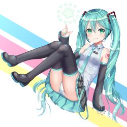 Rule 34 | 1girl, absurdres, aqua eyes, aqua hair, boots, happycloud, hatsune miku, highres, panties, striped, thigh boots, thighhighs, twintails, underwear, vocaloid, white panties