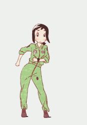 Rule 34 | 10s, 5girls, animated, animated gif, black hair, brown hair, character request, dancing, hisone to masotan, jumpsuit, lowres, multiple girls, screencap