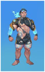 Rule 34 | abs, absurdres, bara, beard, biceps, black hair, black wetsuit, blush, bodysuit, bulge, chivo (kalchivo), diving suit, embarrassed, facial hair, highres, large pectorals, leg tattoo, male focus, muscular, muscular male, navel, nipples, original, pectoral cleavage, pectorals, sideburns, skin tight, stubble, surprised, swimming goggles, swimsuit, tattoo, thick eyebrows, thick thighs, thighs, tight clothes, torn bodysuit, torn clothes, torn swimsuit, wetsuit
