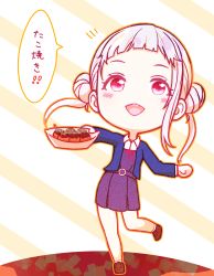 Rule 34 | 1girl, arashi chisato, artist name, artist request, bare legs, belt, blue cardigan, blue jacket, blush, bow, bowtie, breasts, brown footwear, buttons, cardigan, check translation, chibi, collared shirt, commentary request, cropped jacket, double bun, dress, dress shirt, female focus, floating hair, food, full body, grey belt, grey shirt, grey skirt, hair bun, hair tie, highres, holding, jacket, long hair, long sleeves, looking at viewer, love live!, love live! superstar!!, miniskirt, neck ribbon, o-ring, o-ring belt, parted lips, plaid, plaid skirt, pleated, pleated skirt, red bow, red eyes, red ribbon, ribbon, school uniform, shirt, shoes, skirt, small breasts, smile, socks, solo, speech bubble, standing, standing on one leg, takoyaki, translated, translation request, twintails, wavy hair, white hair, white shirt, white socks, wing collar, yuigaoka school uniform