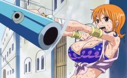 Rule 34 | 10s, 1girl, 2019, animated, animated gif, arabian clothes, bandaged arm, bandages, bare shoulders, blue bra, bra, breasts, brown eyes, cleavage, crop top, gold bracelet, holding, holding weapon, jewelry, large breasts, medium hair, midriff, nami (one piece), navel, one piece, open mouth, orange hair, screaming, shaking, shoulder tattoo, skirt, sleeveless, solo, spinning weapon, tagme, tattoo, underwear, weapon
