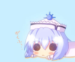 Rule 34 | 1girl, black eyes, blue hair, chibi, female focus, hat, image sample, merlin prismriver, noiz, open mouth, pixiv sample, short hair, simple background, tears, touhou