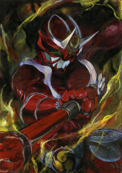 Rule 34 | 1boy, babaan, drumsticks, horns, kamen rider, kamen rider hibiki, kamen rider hibiki (series), male focus, oni, red theme, solo