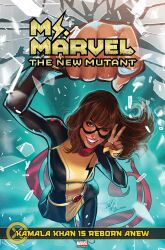 Rule 34 | 1girl, absurdres, black dress, black gloves, black pantyhose, breasts, broken glass, brown eyes, brown hair, clenched hand, comic cover, commentary, cover, cover page, dark-skinned female, dark skin, domino mask, dress, english commentary, fingerless gloves, glass, gloves, highres, kamala khan, logo, long hair, lukas werneck, marvel, mask, medium breasts, ms. marvel, official art, one eye closed, pantyhose, parted lips, punching, second-party source, signature, smile, solo, stretched limb, superhero costume, v, western comics (style), x-men