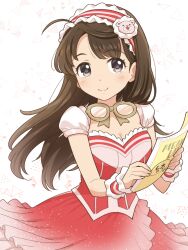 aopanda book brown_eyes brown_hair hair_ornament hairclip highres holding holding_book idolmaster idolmaster_cinderella_girls long_hair okuyama_saori