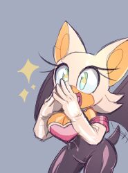 animal_ears breasts excited gloves karl0 large_breasts medium_breasts rouge_the_bat rubber_gloves smile sonic_(series) sparkle sparkling_eyes tail tail_wagging