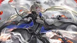 Rule 34 | 1girl, ahoge, armlet, belt, black dress, black gloves, blonde hair, blood, buckle, corset, cowboy shot, cross-laced clothes, dress, evil smile, fangs, gloves, highres, holding, holding sword, holding weapon, long hair, looking at viewer, open mouth, pixiv fantasia, pixiv fantasia fallen kings, red eyes, saberiii, smile, solo, sword, teeth, twintails, underbust, vampire, weapon