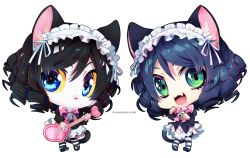 Rule 34 | 10s, 2girls, animal ears, bell, bow, cat ears, cat tail, chibi, curly hair, cyan (show by rock!!), dual persona, full body, gothic lolita, guitar, instrument, lolita fashion, maid headdress, multiple girls, open mouth, pantyhose, ringlets, sebychu, show by rock!!, striped clothes, striped legwear, striped pantyhose, tail, theuselesstoe, transparent background