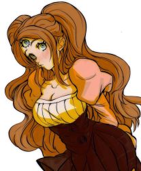 Rule 34 | 1girl, blue eyes, breasts, brown hair, charlotte pudding, cleavage, dress, extra eyes, highres, lips, long hair, one piece, rita ya, solo, standing, third eye, twintails, very long hair