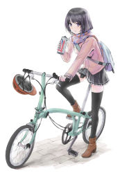 Rule 34 | bicycle, black thighhighs, brompton, helmet, original, solo, tagme, thighhighs, unworn headwear, unworn helmet, yurikuta tsukumi