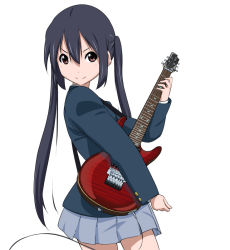 Rule 34 | 1girl, black hair, guitar, instrument, k-on!, long hair, nakano azusa, oku no shi, school uniform, solo, twintails