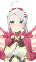 Rule 34 | 1girl, absurdres, ahoge, blue eyes, bodystocking, braid, breasts, capelet, cleavage, closed mouth, commission, commissioner upload, fairy, fairy wings, fire emblem, fire emblem fates, fire emblem heroes, flower, grey hair, hair flower, hair ornament, hairband, harness, highres, looking at viewer, low twin braids, medium breasts, muricha, nina (fire emblem), nina (resplendent) (fire emblem), nintendo, non-web source, official alternate costume, parted bangs, pink capelet, pink flower, plant, solo, twin braids, upper body, vines, white flower, wings