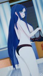 Rule 34 | 1girl, 3d, ass, blue hair, bra, danganronpa (series), highres, panties, shirogane tsumugi, solo, underwear