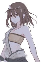Rule 34 | 1girl, bandeau, bare shoulders, breasts, brown eyes, brown hair, closed mouth, collarbone, cosplay, hair between eyes, japanese clothes, kantai collection, kimono, long hair, no hair ornament, rinto (rint rnt), sendai (kancolle), shaded face, shouhou (kancolle), shouhou (kancolle) (cosplay), simple background, sketch, solo, two side up, upper body, white background, white kimono