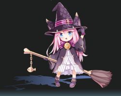 Rule 34 | 1girl, animal ears, bad id, bad pixiv id, black gloves, black hat, blue eyes, blush, broom, cat ears, chibi, gloves, hat, holding, holding broom, long hair, looking at viewer, open mouth, original, pink hair, smile, solo, yuja