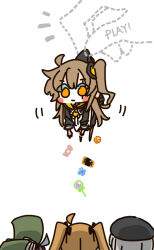 Rule 34 | 404 (girls&#039; frontline), 4girls, ahoge, beret, black headwear, black jacket, black ribbon, blush stickers, brown hair, candy, candy wrapper, chibi, chibi only, chinese commentary, closed mouth, commentary request, disembodied hand, dotted line, dropping, expressionless, food, full body, g11 (girls&#039; frontline), gameplay mechanics, girls&#039; frontline, green headwear, grey hair, hair between eyes, hair ribbon, hat, held up, highres, hk416 (girls&#039; frontline), invisible man, jacket, lifting person, lollipop, long hair, long sleeves, multiple girls, notice lines, one side up, picking up, ribbon, scar, scar across eye, shirt, simple background, su xiao jei, suspension, twintails, ump45 (girls&#039; frontline), ump9 (girls&#039; frontline), white background, white shirt, yellow eyes