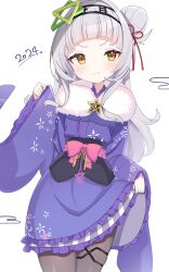 Rule 34 | 1girl, 2024, absurdres, alternate costume, alternate hairstyle, black thighhighs, breasts, clothes lift, grey hair, highres, hololive, ichipon1515, long sleeves, murasaki shion, pantyhose, pink ribbon, ribbon, skirt, skirt lift, small breasts, star (symbol), thighhighs, virtual youtuber, white background, wide sleeves, yellow eyes