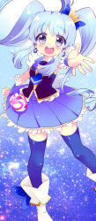 Rule 34 | 10s, 1girl, bad id, bad pixiv id, blue eyes, blue hair, blue skirt, blue thighhighs, blush, bow, crown, cure princess, earrings, hair bow, happinesscharge precure!, highres, jewelry, long hair, magical girl, matching hair/eyes, msp sammy, open mouth, ponytail, precure, shirayuki hime, skirt, smile, solo, thighhighs, twintails, wrist cuffs
