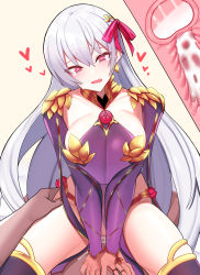 Rule 34 | 1boy, 1girl, absurdres, armlet, armor, bikini armor, blush, bracelet, breasts, clothed female nude male, clothed sex, collar, cowgirl position, cross-section, cum, cum in pussy, detached sleeves, dress, earrings, ejaculation, fate/grand order, fate (series), girl on top, hair ribbon, heart, heart-shaped pupils, hetero, highres, internal cumshot, jewelry, kama (fate), kama (second ascension) (fate), large breasts, long hair, looking at viewer, metal collar, nude, open mouth, pelvic curtain, penis, purple dress, purple sleeves, purple thighhighs, pussy, red eyes, ribbon, ring, rur4885, sex, sideboob, silver hair, spread legs, straddling, symbol-shaped pupils, tears, thighhighs, thighlet, thighs, vaginal, wavy mouth