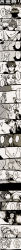 Rule 34 | 3boys, absurdres, apron, comic, emiya kiritsugu, emiya shirou, fate/zero, fate (series), heart attack, highres, inuo (gyawawan), japanese clothes, kimono, kotomine kirei, long image, male focus, monochrome, multiple boys, neco-arc, partially translated, priest, tall image, translation request