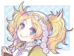 Rule 34 | 1girl, blonde hair, blue eyes, blush, closed mouth, eyelashes, fire emblem, fire emblem awakening, hair ornament, lissa (fire emblem), looking at viewer, nintendo, parted bangs, puffy short sleeves, puffy sleeves, sakixxxpk, short sleeves, sidelocks, smile, solo, twintails, upper body
