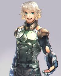 Rule 34 | 1boy, armor, blue eyes, bomssp, facial mark, grin, handshake, looking at viewer, male focus, nintendo, open mouth, outstretched hand, platinum blonde hair, smile, solo, white hair, xenoblade chronicles (series), xenoblade chronicles x, yelv