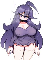 Rule 34 | 1girl, breasts, cleavage, creatures (company), game freak, hex maniac (pokemon), highres, kaziedell, large breasts, nintendo, pokemon, pokemon xy, purple eyes, purple hair, revision, solo