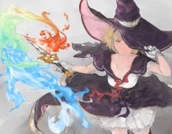 Rule 34 | 10s, 1girl, adjusting clothes, adjusting headwear, alternate eye color, blonde hair, bow, capelet, collarbone, dagger, djeeta (granblue fantasy), dress, electricity, fire, frilled gloves, frilled sleeves, frills, gloves, granblue fantasy, hairband, hat, highres, holding, holding weapon, knife, looking at viewer, looking up, n9+, pink eyes, pleated dress, puffy short sleeves, puffy sleeves, purple bow, purple hat, sailor collar, sash, short dress, short hair, short sleeves, smile, solo, warlock (granblue fantasy), water, weapon, white gloves, wizard hat