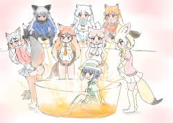 Rule 34 | absurdres, animal ears, anus, arctic fox (kemono friends), bottomless, captain (kemono friends), censored, clothes lift, ezo red fox (kemono friends), fennec (kemono friends), fox ears, fox girl, fox tail, highres, hinoto (pixiv48761170), island fox (kemono friends), kemono friends, lifting own clothes, no panties, peeing, golden shower, pubic hair, pussy, red fox (kemono friends), silver fox (kemono friends), sitting, skirt, skirt lift, squatting, standing, tail