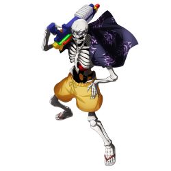 Rule 34 | 1boy, ainz ooal gown, beach shirt, cape, flip-flops, full body, glasses, male focus, official art, overlord (maruyama), sandals, shirt, shorts, simple background, skeleton, solo, sunglasses, water gun, weapon