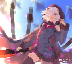 Rule 34 | 1girl, absurdres, blue dress, dress, hair over one eye, hand up, highres, holding, hood, hood up, huge filesize, long sleeves, looking at viewer, one eye covered, pink eyes, pink hair, runemill, shadowverse, shingeki no bahamut, sketch, smile, solo, standing, wizardess of oz