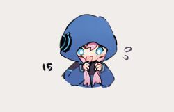Rule 34 | 1girl, arknights, blue eyes, blue jacket, blue poison (arknights), chibi, commentary, cropped torso, hair between eyes, hood, hood up, hooded jacket, jacket, long sleeves, low twintails, open mouth, pink hair, ruri (dailybloopy), simple background, solo, twintails, upper body, white background