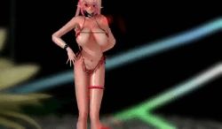 Rule 34 | 1girl, 3d, animal ears, animated, animated gif, bouncing breasts, bra, breasts, character request, copyright request, covered erect nipples, dancing, gimp, huge nipples, large breasts, long hair, lowres, multicolored hair, nipples, pink hair, solo, source request, thigh strap, thong, twintails, two-tone hair, underwear