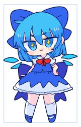 Rule 34 | 1girl, blue bow, blue eyes, blue footwear, blue hair, blue skirt, blue vest, blush, bow, cirno, closed mouth, collared shirt, detached wings, fairy, full body, hair between eyes, hair bow, highres, ice, ice wings, op na yarou, puffy short sleeves, puffy sleeves, shirt, shoes, short hair, short sleeves, skirt, smile, socks, solo, touhou, vest, white shirt, white socks, wings