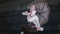 Rule 34 | 2girls, 3d, animated, animated gif, battle, blonde hair, fighting, lowres, multicolored hair, multiple girls, neo politan, rwby, umbrella, yang xiao long