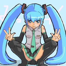 Rule 34 | bad id, bad pixiv id, hatsune miku, long hair, lowres, necktie, oekaki, solo, tarayama, thighhighs, twintails, very long hair, vocaloid