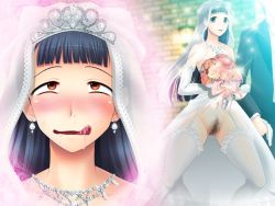 Rule 34 | 1boy, 1girl, :d, :q, ahegao, bare shoulders, black hair, blunt bangs, blush, bouquet, brick wall, bridal gauntlets, bridal veil, bride, desecration, diamond, diffraction spikes, dreaming, dress, drooling, earrings, face, feet out of frame, female pervert, flower, garter belt, garter straps, gloves, hentai seiheki dominance - femdom of paraphilia, imagining, indoors, jewelry, licking lips, long hair, looking at viewer, msize, necklace, no panties, open mouth, pervert, pink flower, pink rose, pubic hair, rolling eyes, rose, running bond, saliva, smile, standing, sweat, thighhighs, tiara, tongue, tongue out, veil, wall lamp, wedding, wedding dress, white garter straps, white gloves, white thighhighs, x-ray, yellow flower, yellow rose