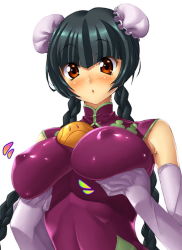 Rule 34 | 00s, :o, black hair, breast lift, breasts, bun cover, china dress, chinese clothes, dress, elbow gloves, gloves, gundam, gundam 00, haro, impossible clothes, impossible dress, kink (tortoiseshell), shiny clothes, skin tight, solo, wang liu mei