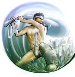 Rule 34 | 1boy, bara, fish, itto (mentaiko), male focus, muscular, solo, water