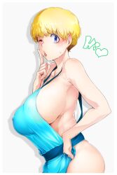 Rule 34 | 1girl, apron, aratama (a-tama), blonde hair, breasts, large breasts, naked apron, solo