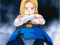 Rule 34 | 1girl, android 18, angry, animated, animated gif, blonde hair, blue eyes, cameltoe, crossed arms, dragon ball, dragonball z, from below, looking down, lowres, outdoors, panties, panties under pantyhose, pantyhose, skirt, solo, storm, torn clothes, trinitron cg, underwear, upskirt