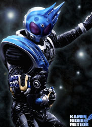 Rule 34 | 1boy, armor, belt, character name, compound eyes, kamen rider, kamen rider fourze (series), kamen rider meteor, male focus, maru (maru1105), mask, solo, space, star (sky)