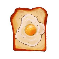 Rule 34 | bread slice, food, food focus, fried egg, fried egg on toast, lowres, no humans, original, simple background, still life, toast, torianco3, white background