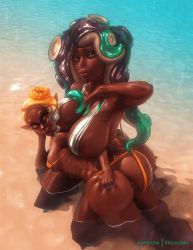 Rule 34 | 2girls, all fours, animated, animated gif, ass, ass grab, beach, bikini, breasts, dark-skinned female, dark skin, ecchioni, frye (splatoon), grabbing, grabbing another&#039;s ass, huge ass, large breasts, looking at viewer, marina (splatoon), multiple girls, nintendo, octoling, on person, small breasts, splatoon (series), splatoon 2, splatoon 2: octo expansion, splatoon 3, swimsuit, tentacle hair, water
