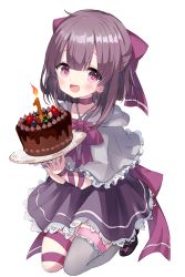 Rule 34 | 1girl, :d, absurdres, amagasa nadame, anniversary, black dress, black footwear, blush, bow, brown hair, cake, cape, capelet, choker, cloak, commission, commissioner upload, criss-cross halter, dress, fallenshadow, flat chest, food, frilled dress, frilled thighhighs, frills, full body, grey cape, grey capelet, grey thighhighs, hair bow, halterneck, happy, highres, holding, holding cake, holding food, indie virtual youtuber, kneeling, leg ribbon, looking at viewer, medium hair, on floor, open mouth, petite, pink bow, pink choker, pink eyes, pink ribbon, ribbon, ribbon choker, seiza, short dress, sidelocks, simple background, single thighhigh, single wrist cuff, sitting, skeb commission, smile, solo, teeth, thighhighs, thighs, upper teeth only, virtual youtuber, waist bow, white background, wrist cuffs