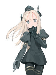 Rule 34 | 10s, 1girl, bad id, bad pixiv id, blonde hair, blue eyes, cropped jacket, finger to mouth, flam (81), garrison cap, gloves, hat, kantai collection, long hair, pantyhose, solo, u-511 (kancolle), uniform
