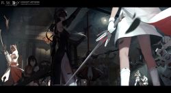 Rule 34 | 4girls, aged up, animal ears, armpits, black hair, blake belladonna, cat ears, character request, cleaver, commentary, dishwasher1910, ears through headwear, english commentary, gambol shroud, gradient hair, grey eyes, gun, handgun, holding, holding sword, holding weapon, katana, kneehighs, left-handed, letterboxed, long hair, mecha, monochrome, multicolored hair, multiple girls, myrtenaster, outdoors, pelvic curtain, pistol, red hair, robot, ruby rose, rwby, socks, standing, sword, tagme, two-tone hair, weapon, weiss schnee, white hair, yellow eyes
