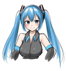 Rule 34 | 1girl, bad id, bad pixiv id, blue eyes, blue hair, blush, breasts, hatsune miku, highres, kazenoko, long hair, looking at viewer, matching hair/eyes, smile, solo, twintails, vocaloid