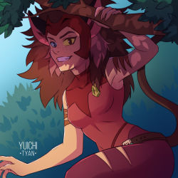 Rule 34 | 1girl, blue eyes, brown hair, cat girl, catra (princesses of power), freckles, headgear, long hair, looking at viewer, red headwear, she-ra and the princesses of power, solo, yellow eyes, yuichiitan